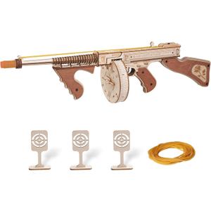 Rowood 3D Puzzles for Adults,Rubber Band Tommy Gun Toy Wooden Model Kit,3D Wooden Puzzles Gift Craft for Men,DIY Wooden Building Kits,Unique Gifts for Adults
