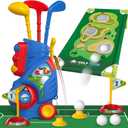 Liberry Toddler Golf Set for 2 3 4 5 Years Old Boys Girls, Upgraded Kids Golf Cart with Golf Cornhole Board & Putting Mat, Indoor and Outdoor Golf Toys Birthday Christmas Gift