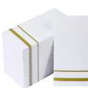 FOCUSLINE 200 Linen Feel Disposable Bathroom Napkins, Soft and Absorbent Paper Guest Towels, Cloth-Like Hand Towels Decorative Paper Napkins for Parties, Weddings, Dinners or Events, Gold, 12" x 17"