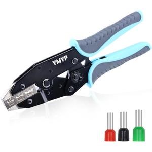 Crimping Tool for Sleeves Ferrule Terminals & Pin Cord Ends - Ratcheting Wire Crimper - AWG 3-1/0 (25-50mm) - Electrical Crimping Tool