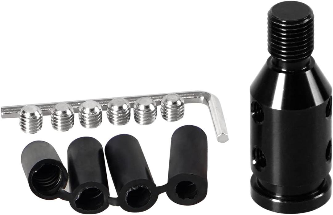 Universal Gear Shift Knob Adapter Aluminum Alloy Shifter Adapter M12x1.25 Compatible with Non-Threaded Manual Transmission Black