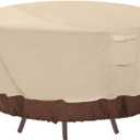 Vailge Round Patio Furniture Covers, 100% Waterproof Outdoor Table Chair Set Covers, Anti-Fading Cover for Outdoor Furniture Set, UV Resistant (Beige&brown, 110"DIAx28"H)