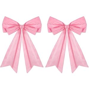 2 Pcs Large Pink Coquette Bow for Backdrop 27.6 x 21.7 Inches Big Pink Bows Room Wall Decor Giant Ribbon Tie Hanging Gift for Birthday Bachelorette Party Girl Baby Shower Bridal Shower Wedding