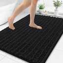 Smiry Bathroom Rugs Mat 71x47, Extra Soft Absorbent Chenille Bath Rugs, Non Slip Rubber Backing Machine Washable Quick Dry Bath Mats for Bathroom Floor, Tub, Shower, Home Decor Accessories, Black