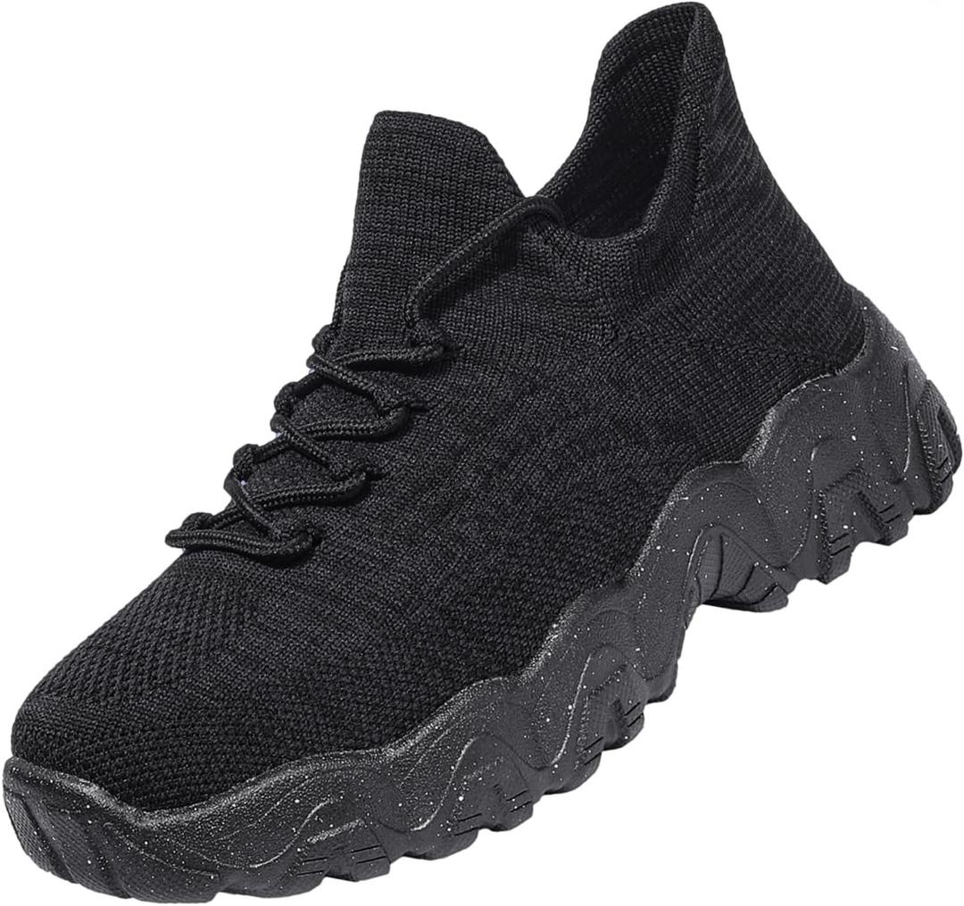 Walking Shoes Slip-On Womens Running Tennis Unisex Mens Shoes MD Sole Lightweight Sneakers Breathable Arch Support Running Gym Shoes (7, 5701-black)