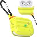 for Airpods 4th Generation Compatible with Apple Airpods 4 | Waterproof Protection | Glow | for USB-C/Wireless | Anti-Lost | One piece | Night Glow Yellow
