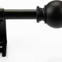 Curtain Rod for Windows 44-84 Inch, 1 Inch Heavy Duty Extendable Metal Drapery Rod, Adjustable Curtain Rod with Decorative Ball Finials for Living Room Bedroom, Black Matt