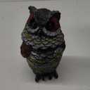 Solar Owl Decoys to Scare Birds Away, Resin Owl Garden Statue for Outdoor Garden, Barn Owls with Rotating Head and Lighted Eyes for Birds, Squirrels, Rabbits, Mice Deterrent (4.73Lx5.32Wx8.08H, Brown and Black)