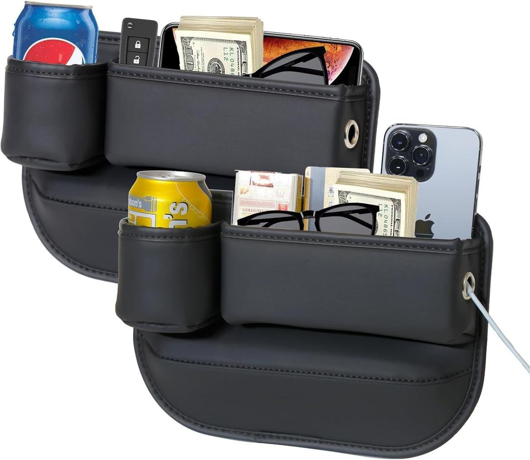 Anti-Drop Car Seat Gap Filler Organizer, Premium Leather Console Organizer, Easy Access to Phone/Keys, Universal Fit for Car SUV Truck Multi-Purpose Essentials Organizer (2PCS)