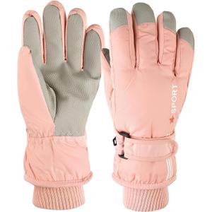 Kids Winter Snow Ski Gloves Boys Girls Warm Waterproof Breathable Gloves for Outdoor Sports (5-10 Years)