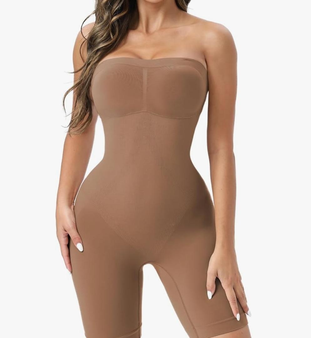 Ellareese Strapless Shapewear Bodysuit Butt Lifter Body Shaper for Women Under Dress Tummy Control full Body Shapewear L/XL