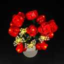 4 x VONADO Light Kit Compatible with Lego-Bouquet-of-Roses-10328 Flowers Icons (Lights Only, No Models) Creative LED Lighting Set Compatible with Lego 10328 Valentines Roses Bouquet Building Set