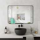 BEAUTME Black Bathroom Mirror for Wall, 20 x 28 Inch Metal Framed Rectangle Mirror, Wall Mounted Vanity Mirror for Bedroom, Living Room, Bathroom, Hangs Horizontal Or Vertical