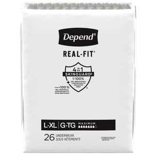 Depend Fresh Protection Adult Diapers, Incontinence Underwear for Men, Disposable, Maximum, Large- XL Grey, 26 Count