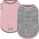 KYEESE 2Pack Dog Shirt, Lightweight Sun Protection Sleeveless Dog T Shirts for Small Dogs Girl, Breathable Pet Reflective Tank Top Summer Dogs Clothes for Outdoor Walking, Pink+Grey, L