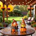 BUTILIVEEN Thanksgiving Gnomes with Pumpkin Figurines, Fall Gnomes Decorations for Tabletop, Mantle and Shelf, Autumn Garden Statue Decor, Hand-Painted, Resin, 7.5Inch