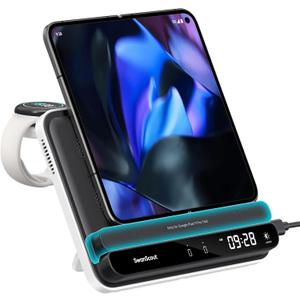 Charging Station for Google Pixel 10 Pro Fold/10 Pro XL/9 Pro Fold/9 Pro, Wireless Charger for Pixel Watch 3/2/Fitbit Versa 4/3/Sense 2 (Not for Pixel Watch 1), for Pixel Buds Pro 2, SwanScout 710FG2 Charging Station for Google Pixel 10 Pro Fold/10 Pro XL/9 Pro Fold/9 Pro, Wireless Charger for Pixel Watch 3/2/Fitbit Versa 4/3/Sense 2 (Not for Pixel Watch 1), for Pixel Buds Pro 2, SwanScout 710FG2