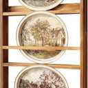 Marsui 35" x 22" x 2.5" Rustic Wall Mounted Dish Rack Bookshelf for Plates
