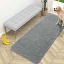 OLANLY Dog Door Mat for Muddy Paws 59x24, Absorbs Moisture and Dirt, Absorbent Non-Slip Washable Doormat, Quick Dry Chenille Mud Mat for Dogs, Entry Indoor Entryway Carpet for Inside Floor, Grey