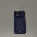 SSLOTSCASE for iPhone 17 Pro Max Case with Stand & Credit Card Holder & Sliding Camera Cover & Camera Stand & Wallet, Rugged Silicone Edge Protective Case Cover for iPhone 17 Pro Max 6.9'' 2025, Blue