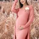 Rnxrbb 2 PCS Summer Fall Maternity Dresses Long Cardigan Set for Women (S)