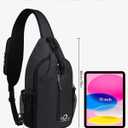 WATERFLY Crossbody Sling Backpack Sling Bag Travel Hiking Chest Bag Daypack (Black), Small