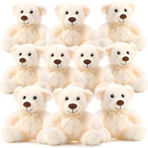 Skylety 10 Pcs Bears Bulk Stuffed Animal Plush Toys 10-14 Inches Birthday Party Favors(Beige)