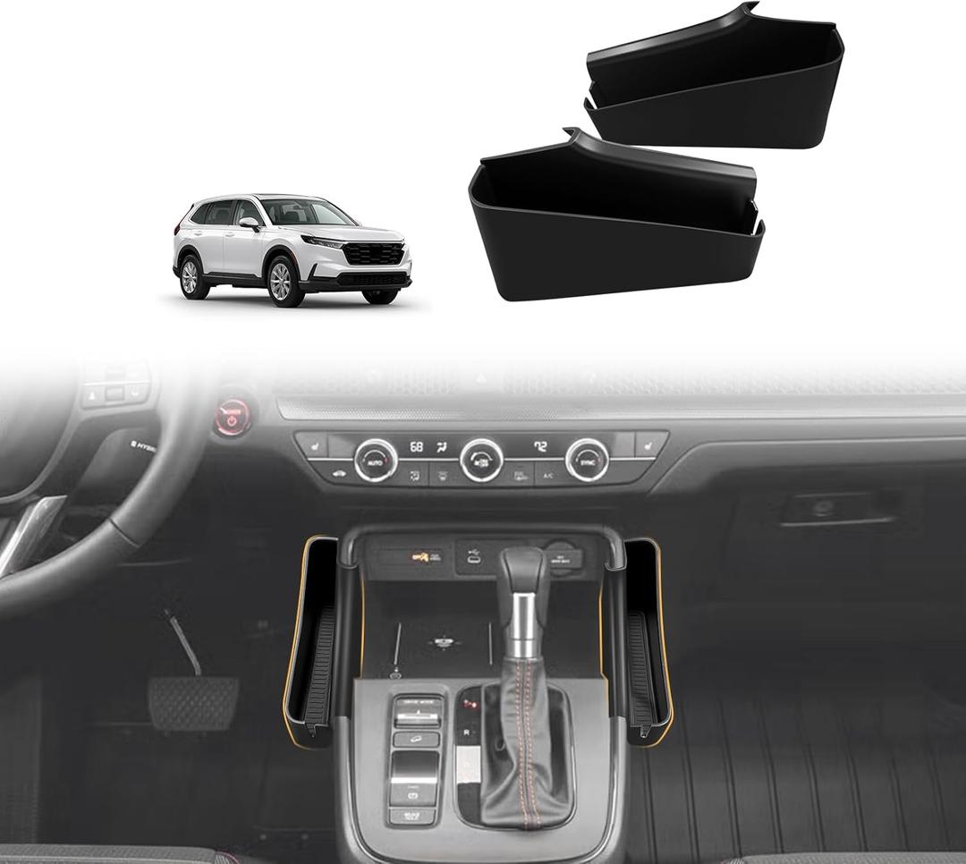 Muslogy Console Organizer Compatible with 2023 2025 2026 Honda CRV Accessories CRV Center Console Shifter Storage Box ABS Side Organizer Left & Right Set with AntiSlip Mats & Stronger Tape