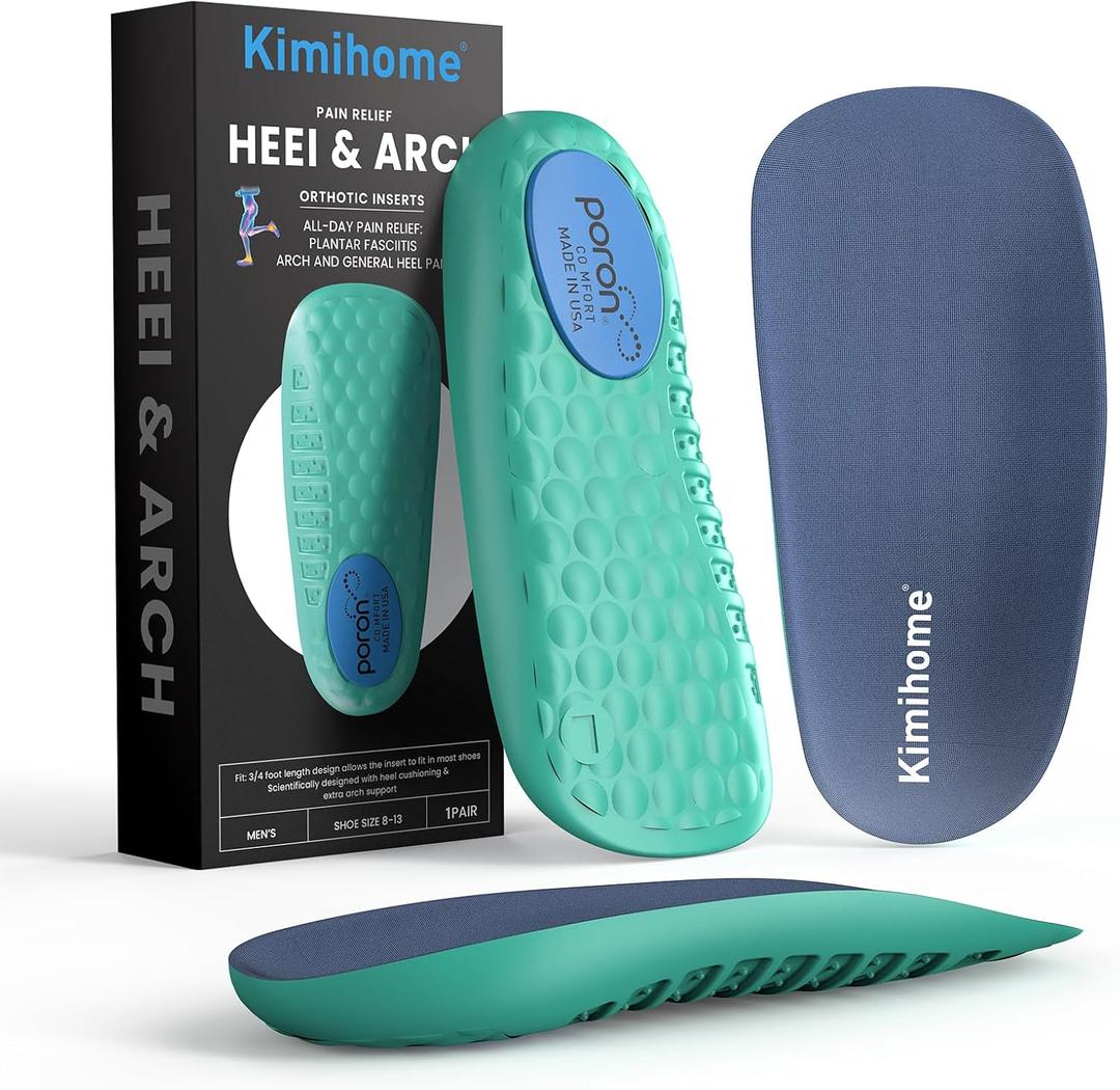 Plantar Fasciitis Insoles - 3/4 Heel Cup Cushions with Arch Support for Heel Pain, Plantar Fasciitis Relief, Heel Spur, Arch Pain and Heel Aggravation - Women's 10.5-13.5, Men's 8.5-12, Blue