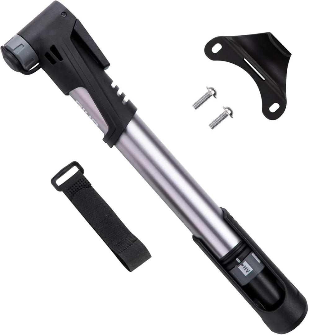 GIYO Bike Tire Pump | 2 Stage HP HV 120 PSI Max | Clever Valve Fits Presta & Schrader | for MTB & Road Frame Mounted (GP992) Taiwan Made