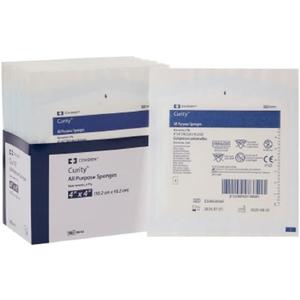 Covidien Curity Non-Woven All-Purpose Sponge, Sterile, 4" x 4", Sleeve of 50 Sponges (25 Packs with 2 Per Pack)