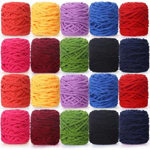 Timgle 20 Skeins Chunky Chenille Yarn for Crocheting 1094 Yards Soft Thick Fluffy Yarn Hand Weaving Bulky for Plush Dolls Knitting Blanket DIY Sweater Scarf Each 55 Yards(Novel Color)