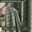 Siiluminisoy Extra Long Sage Green Boho Shower Curtain with Tassel, Woven Fabric 84 in Shower Curtain, Tufted Chevron Striped, 72 x 84, Modern Chic Textured Minimalist Bathroom Shower