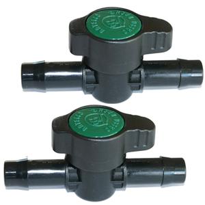 2-Pack In-Line Barbed Ball Valve 13mm For 1/2 Inch Tubing .520 ID - Regulate and Shut-Off/On Water Flow