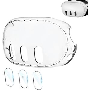 Upgraded Lens Protector Cover for Meta Quest 3, Plastic Hard Protective Shell Cover for Oculus Quest 3, Accessories for Quest 3 - Frosted Clear