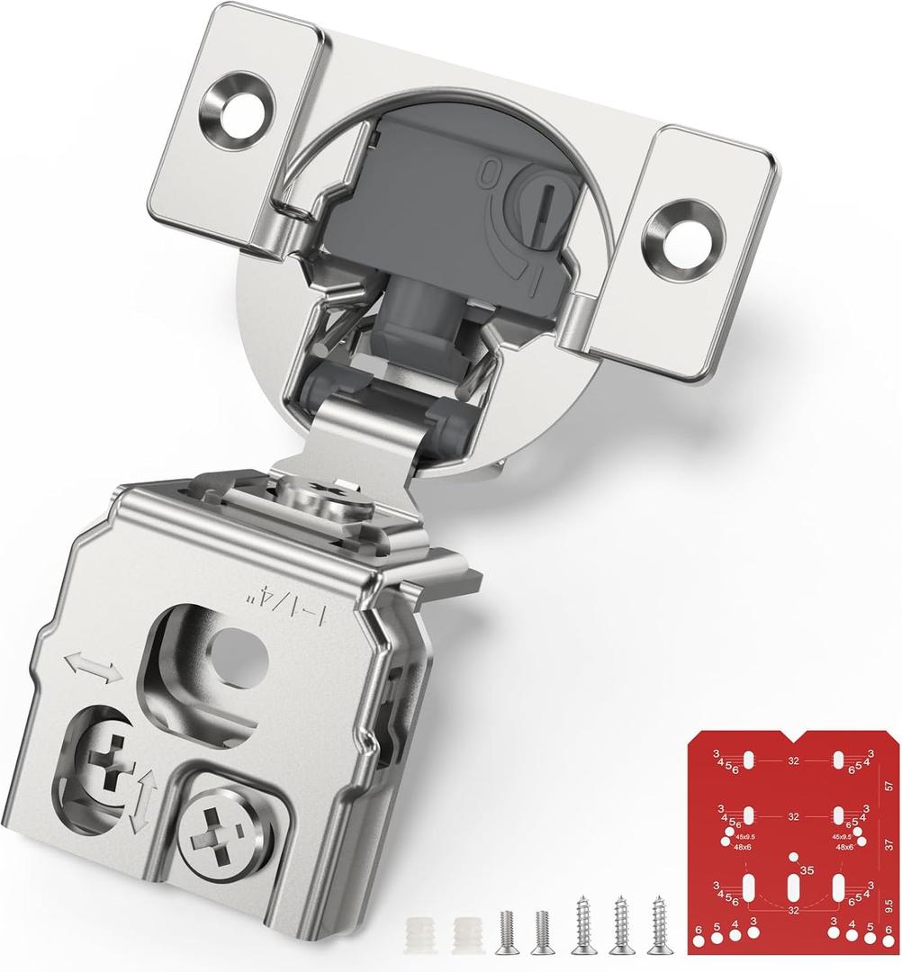 Chibery 50 Pack 1-1/4 Overlay 4D Soft Close Cabinet Hinges, Concealed Face Frame, Adjustable Closing Speed, 105 Opening Smooth Slow, Hidden Self Closing for Kitchen Corner, Cupboard (with Template)
