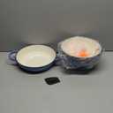 LIFERUN 6qt Enameled Cast Iron Dutch Oven for Sourdough Bread Baking, Non-Stick Dome-Shaped Bread Oven Pot with Lid, Silicone Handles and Scraper, Blue