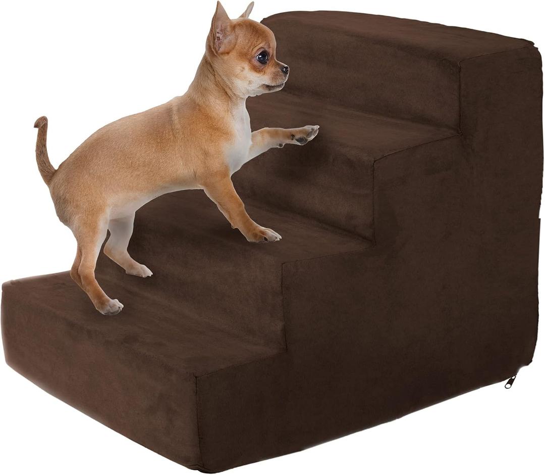 Pet Stairs Collection – Foam Pet Steps for Small Dogs or Cats, Removable Cover – Non-Slip Dog Stairs for Home and Vehicle by PETMAKER