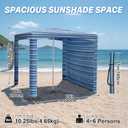 Beach Cabana-6.6x6.6’Beach Canopy with Side Wall,Portable Umbrella Tent with Sand Pockets for Family & Friends,Easy Up Beach Sun Shelter for Outdoor Patios,Backyards,and Camping,Stripe, 6.6ft x 6.6ft x 7.5ft