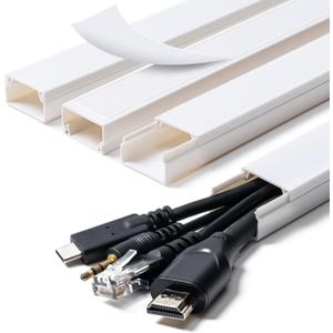 Cord Hider, 58in Cable Hider, Cord Covers for Wires on Wall, Paintable Cable Cover Raceway, Wire Hiders for TV on Wall, Cord Concealer, Cord Cable Management, 4X L14.5 W0.96 H0.58in, White