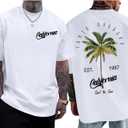 Beach Surf T Shirts for Men Graphic Tees Oversized Tshirts California T Shirt Palm Tree Printed Summer Cotton Tops Medium