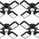 4-Pack LED Garage Light, 150W Deformable LED Ceiling Lights, 15000LM Garage Lighting with 4 Adjustable Panels, E26/E27 Shop Lights for Basement, Workshop, Attic