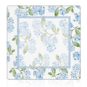 Cquwb Blue Hydrangea Floral Mahjong Mat 31.5"x31.5", Grandmillennial Blue Flower Non-Slip Noise Reduction Gaming Mat for American Mahjong Poker Card Board Games Dominoes