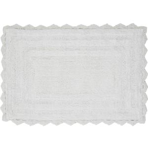 Better Trends Lilly Crochet 17x24 Reversible Bath Rugs and Bath mats for Bathroom, Luxurious 100% Cotton Bath Rug & Water Absorbent Bathroom Mat - White Bath Matt