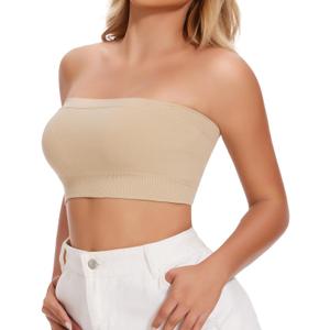 JOYSHAPER Strapless Bras for Women Seamless Bandeau Bralette Tube Top 2 Packs (Medium, Nude)