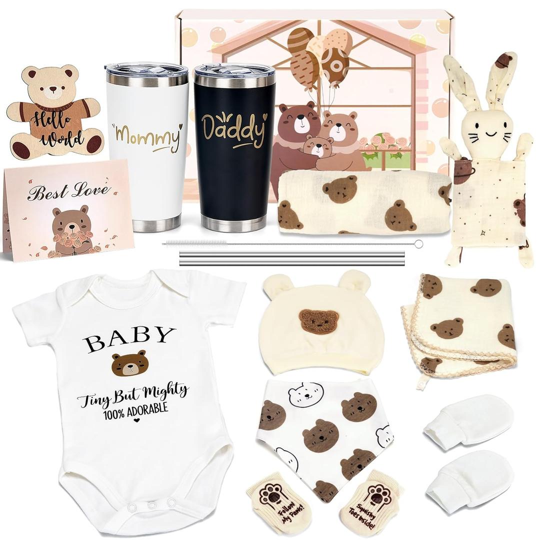 16pcs Gender Reveal Gift, Baby Shower Gifts and Pregnancy Gift for New Parents, New Mom Care Package, First Time Moms Gift Box, New Mom Gift for Expecting Mom, Baby Welcome Box, Newborn Gift Set