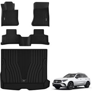 3W Floor Mats & Cargo Liner for Mercedes Benz GLC 2026 2025 2024 2023 GLC300 / GLC43 AMG / GLC63 AMG SE (Not for Coupe & PHEV (350e)), TPE All Weather Floor Liner & Cargo Mats Car Accessories