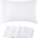 Queen Pillow Cases Set of 4 - White Brushed Microfiber Pillowcases 4 Pack, Super Soft Pillowcase, Pillow Case Covers with Envelope Closure, Wrinkle, Fade and Stain Resistant