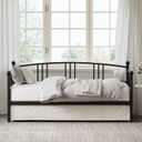 GarveeHome Twin Daybed, Sturdy Metal Day Bed with Steel Slat Support, Arched Headboard Sofa Bed for Living Room, Bedroom and Guest Room, Black