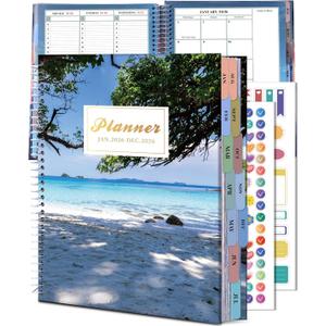 CAGIE 2026 Planner Weekly and Monthly (Jan. 26-Dec. 26), 12 Month Hourly Planners 8.5"x11", Large Daily Planner with Hourly Timeslot, Monthly Tab, Spiral Binding, Bookmark (Seabeach)